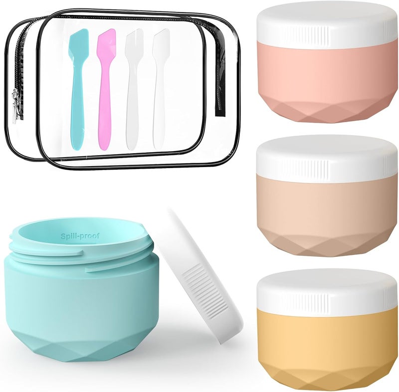 WLEAD Travel Containers for Toiletries, 4-Pack TSA Approved Silicone Jars (2.5oz) - BPA Free Leakproof Cosmetic Containers for Creams, Lotion, Skincare & Makeup with Bonus Waterproof Bag - Image 1